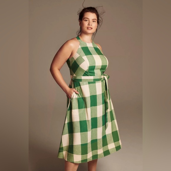 Maeve Green and White Checkered Midi Dress - Picture 7 of 11